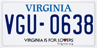 VA license plate VGU0638