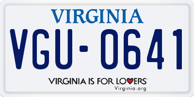 VA license plate VGU0641