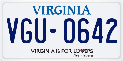 VA license plate VGU0642