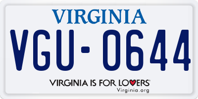 VA license plate VGU0644