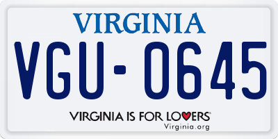 VA license plate VGU0645