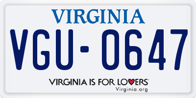 VA license plate VGU0647