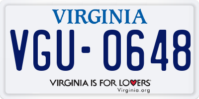 VA license plate VGU0648