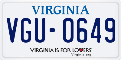 VA license plate VGU0649