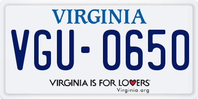 VA license plate VGU0650