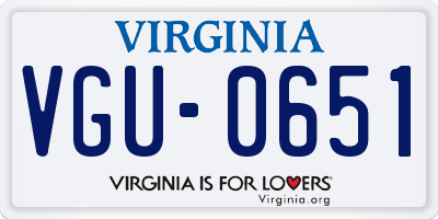 VA license plate VGU0651