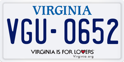 VA license plate VGU0652
