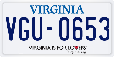 VA license plate VGU0653
