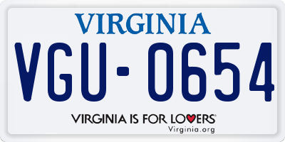 VA license plate VGU0654