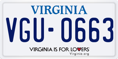 VA license plate VGU0663