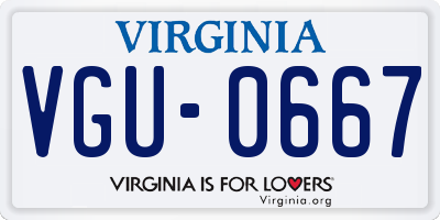 VA license plate VGU0667