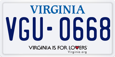 VA license plate VGU0668