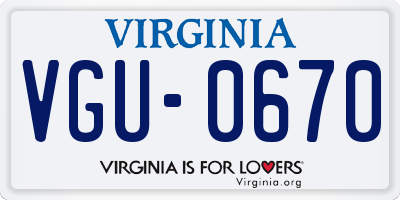VA license plate VGU0670