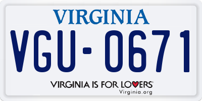 VA license plate VGU0671