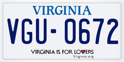 VA license plate VGU0672