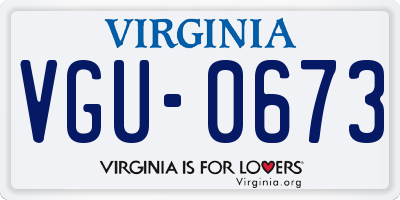 VA license plate VGU0673
