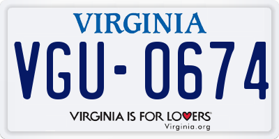 VA license plate VGU0674