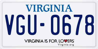 VA license plate VGU0678