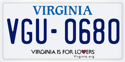 VA license plate VGU0680