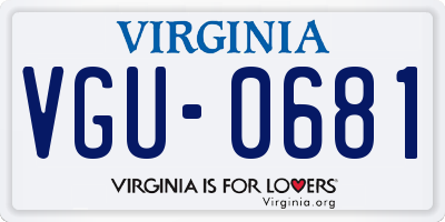 VA license plate VGU0681