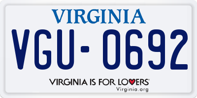 VA license plate VGU0692