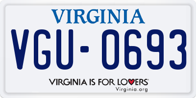 VA license plate VGU0693