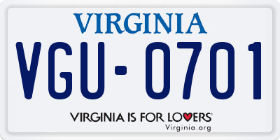 VA license plate VGU0701