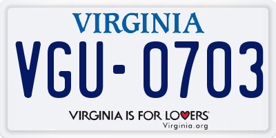 VA license plate VGU0703