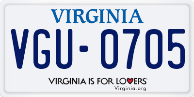 VA license plate VGU0705