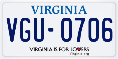 VA license plate VGU0706