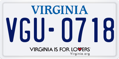 VA license plate VGU0718
