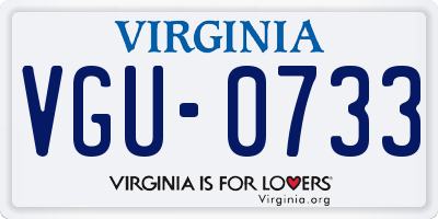 VA license plate VGU0733