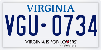 VA license plate VGU0734