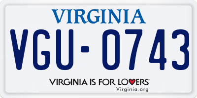VA license plate VGU0743