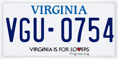 VA license plate VGU0754