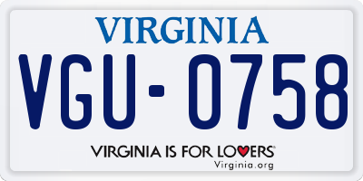 VA license plate VGU0758