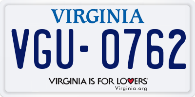 VA license plate VGU0762