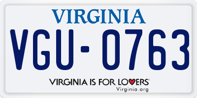VA license plate VGU0763