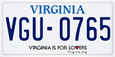 VA license plate VGU0765