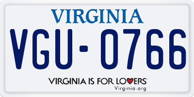 VA license plate VGU0766
