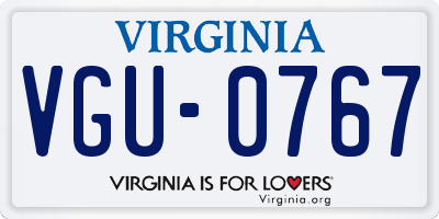 VA license plate VGU0767