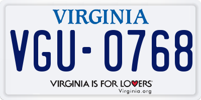 VA license plate VGU0768