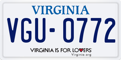 VA license plate VGU0772