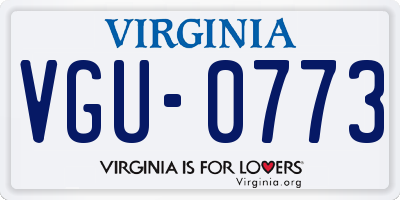 VA license plate VGU0773