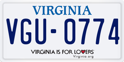 VA license plate VGU0774