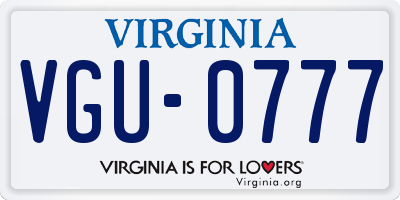 VA license plate VGU0777