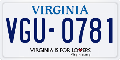 VA license plate VGU0781