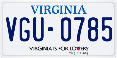 VA license plate VGU0785