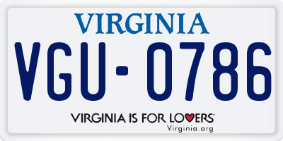 VA license plate VGU0786