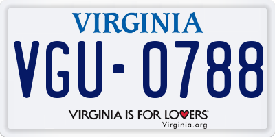 VA license plate VGU0788